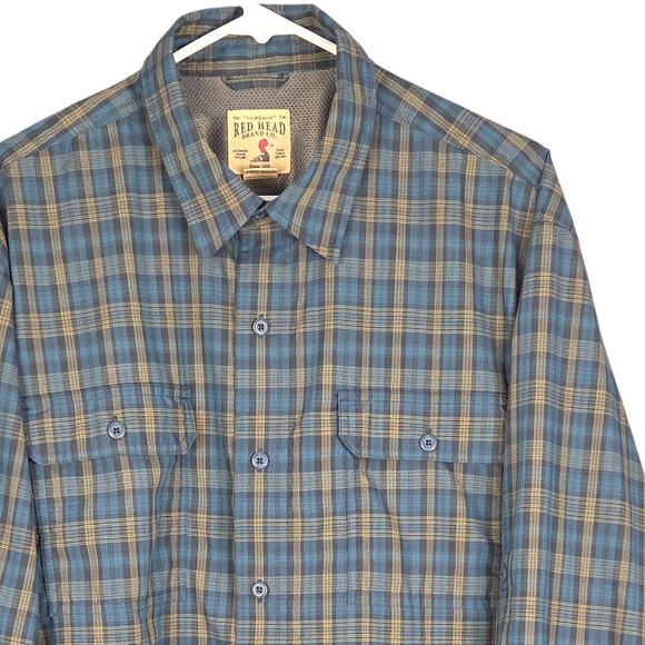 Red Head Brand Co. Mens Shirt XLT Blue Plaid Button Up Long Sleeve Outdoor - Picture 1 of 6